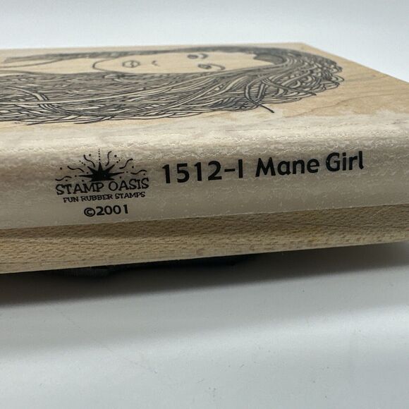 Mane Girl Woman Lots of Hair Amazing Detail Stamp Oasis 1512-1 Rubber Stamp HTF - Picture 3 of 7